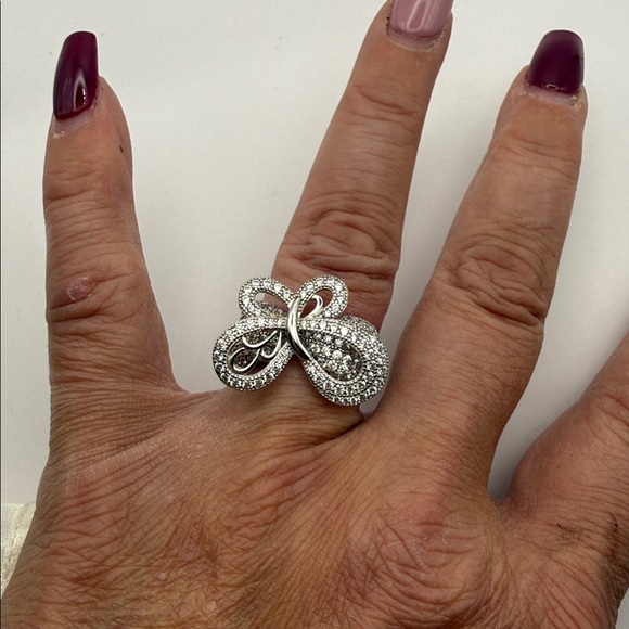 Vintage Sterling Silver Cubic Zirconia size 7 estate VTG weight 11.89G - Picture 3 of 11